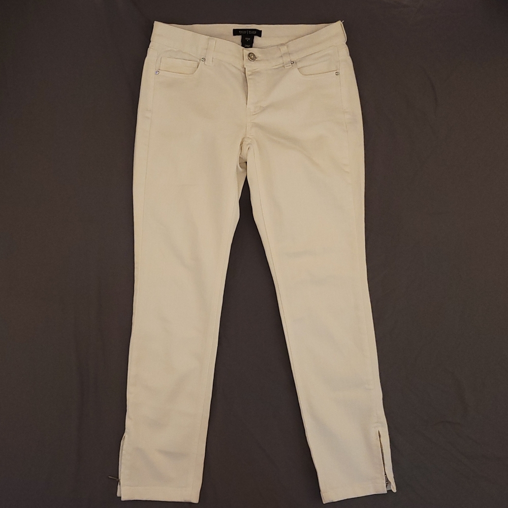 White House • Black Market | White Denim Pants Zipper Accents 4
